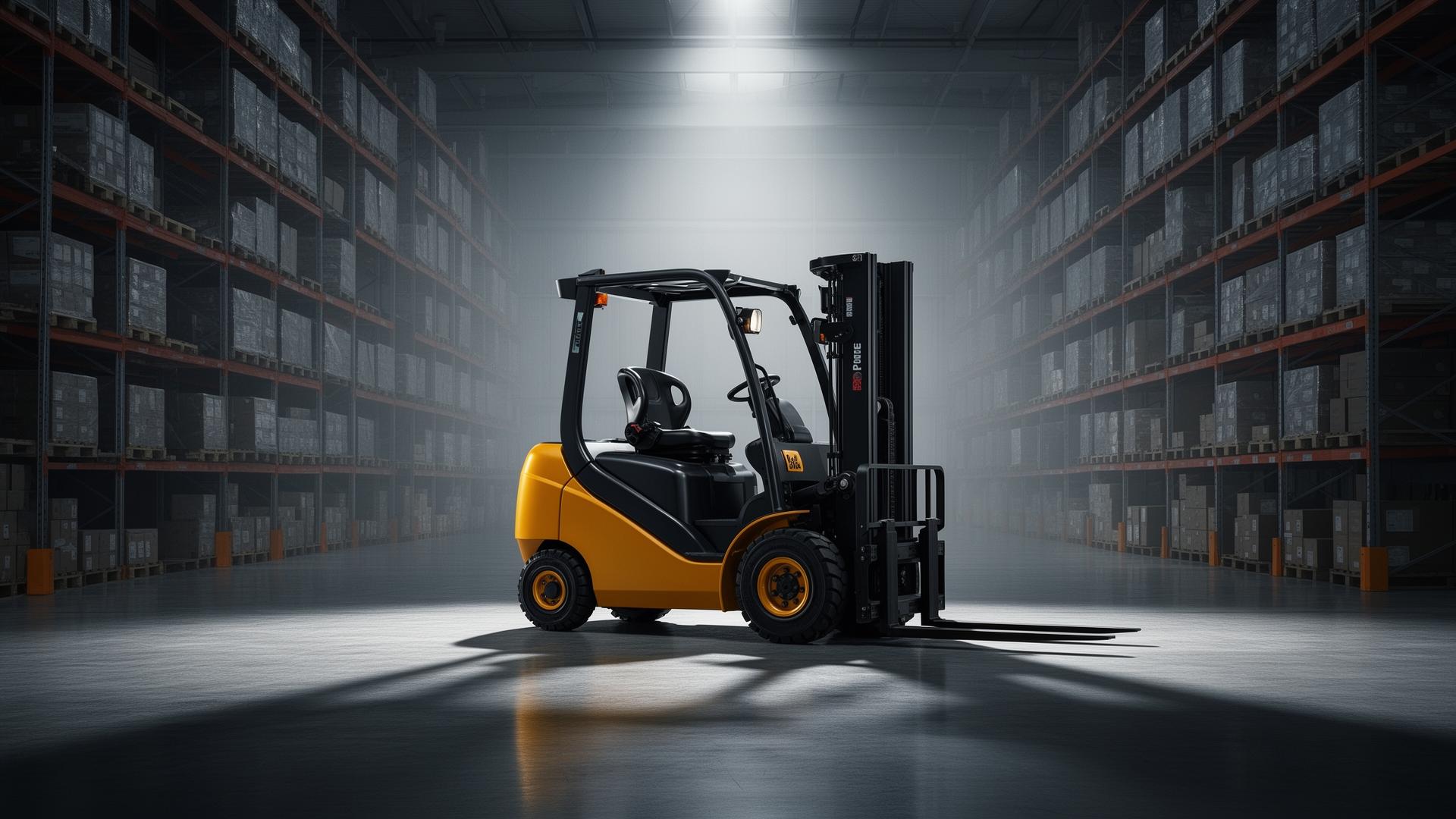 Industrial forklift in a modern warehouse